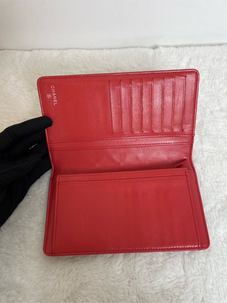 Chanel Quilted Red Leather Wallet