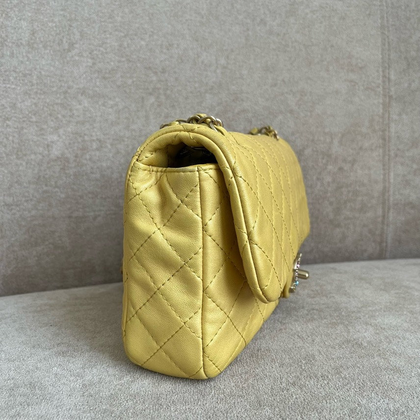 Chanel Quilted Flap Bag Yellow Leather Shoulder Bag