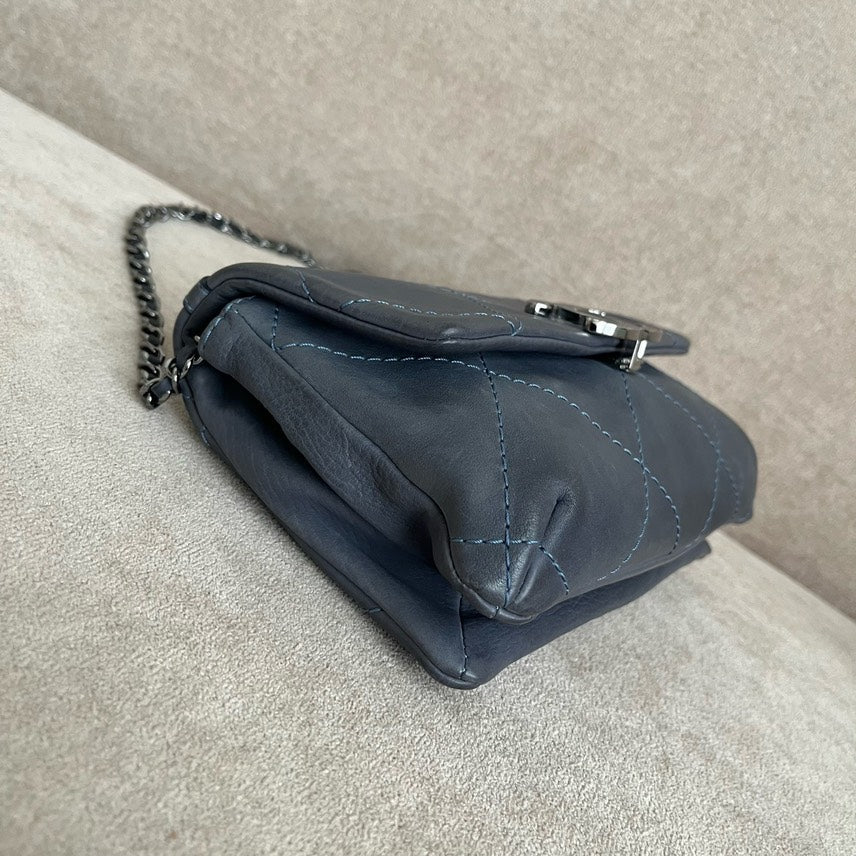 Chanel Quilted Shoulder Bag in Gray Leather