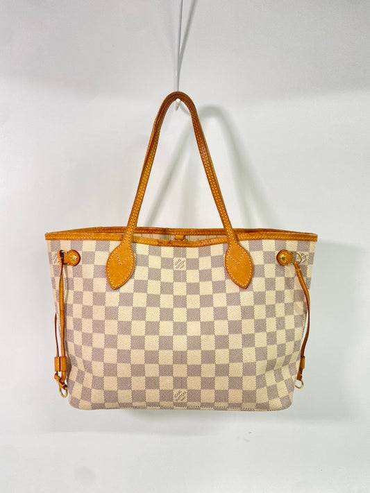 Louis Vuitton Neverfull PM, Damier Azur, Beige, Tote