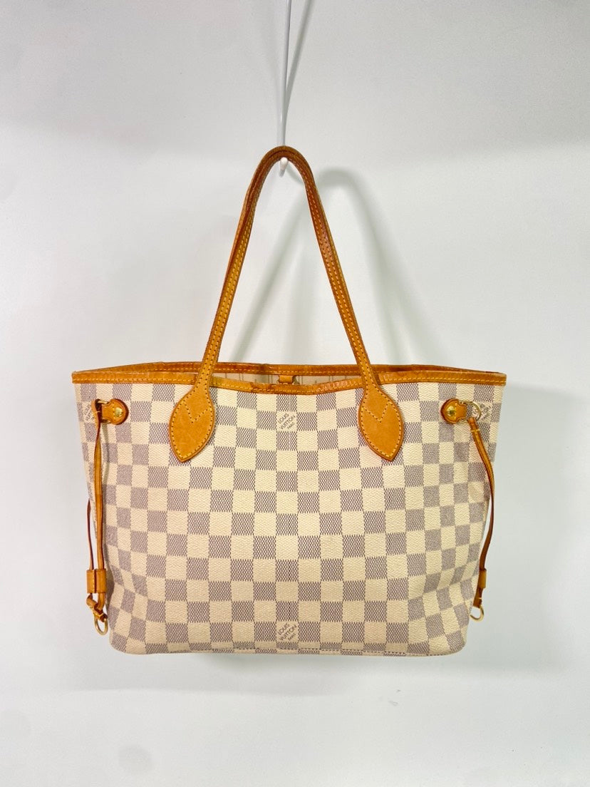 Louis Vuitton Neverfull PM, Damier Azur, Beige, Tote