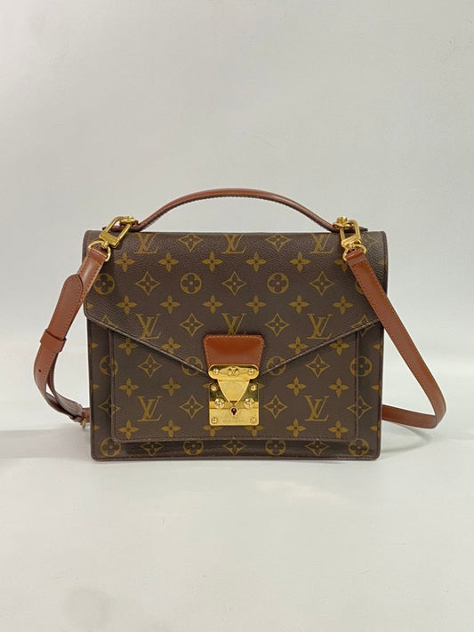 LOUIS VUITTON Monogram Monsour28 Brown Leather Satchel Bag