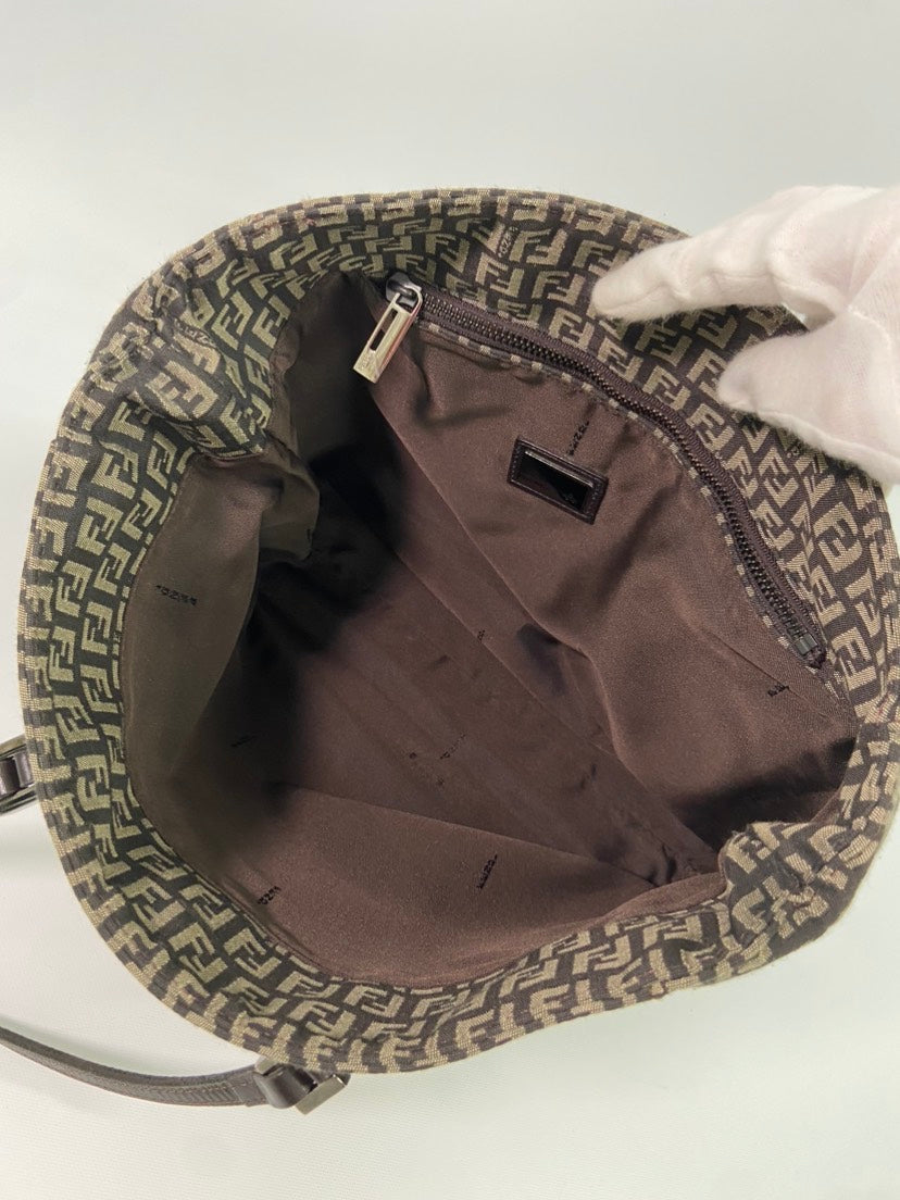 FENDI Zucca Tote Bag in Brown Canvas - Large Shoulder Bag