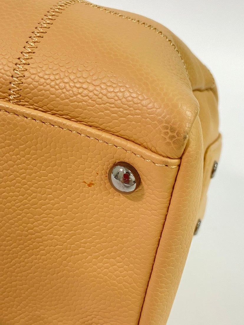 CHANEL Yellow Leather Satchel/Top Handle Bag