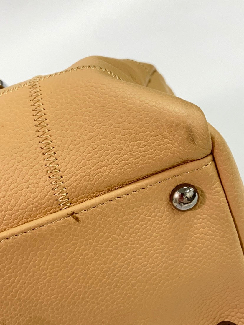 CHANEL Yellow Leather Satchel/Top Handle Bag