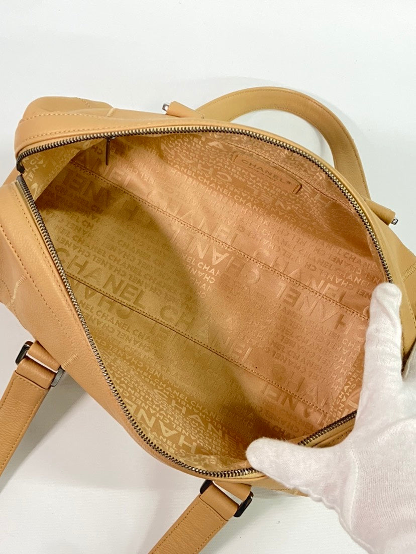 CHANEL Yellow Leather Satchel/Top Handle Bag