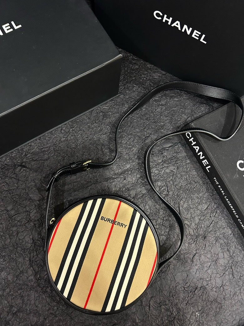 Burberry Monogram Canvas and Calfskin Beige Crossbody Bag
