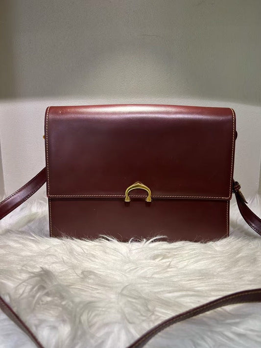 Pre-loved Cartier Leather Burgundy Crossbody Bag