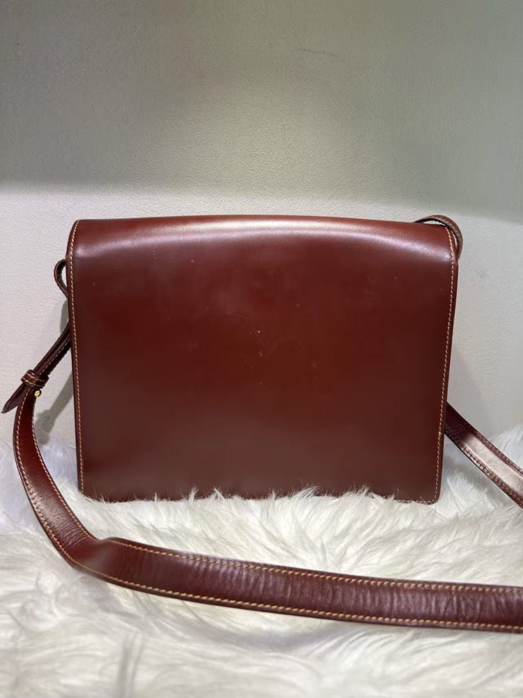 Pre-loved Cartier Leather Burgundy Crossbody Bag