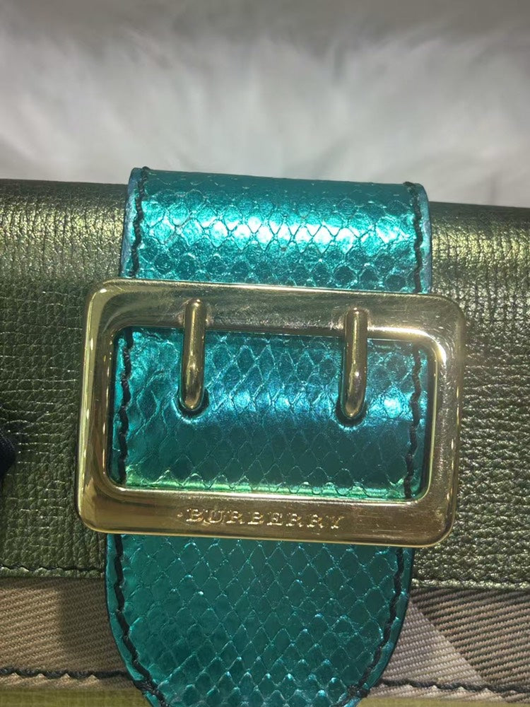 Pre-loved BURBERRY Check Plaid Multicolor Crossbody Bag