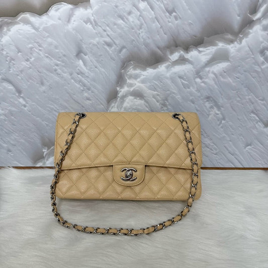 Chanel Classic Flap Bag Beige Leather Shoulder Bag