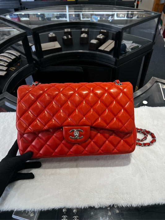 Chanel Jumbo HBG Red Leather Shoulder Bag