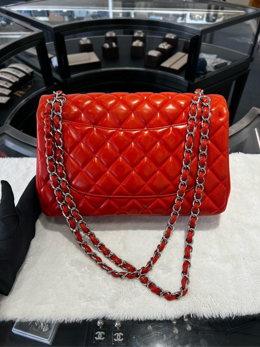 Chanel Jumbo HBG Red Leather Shoulder Bag