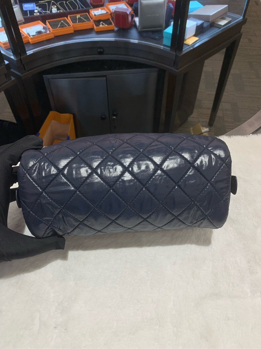 Chanel HBG Quilted Navy Leather Shoulder Bag