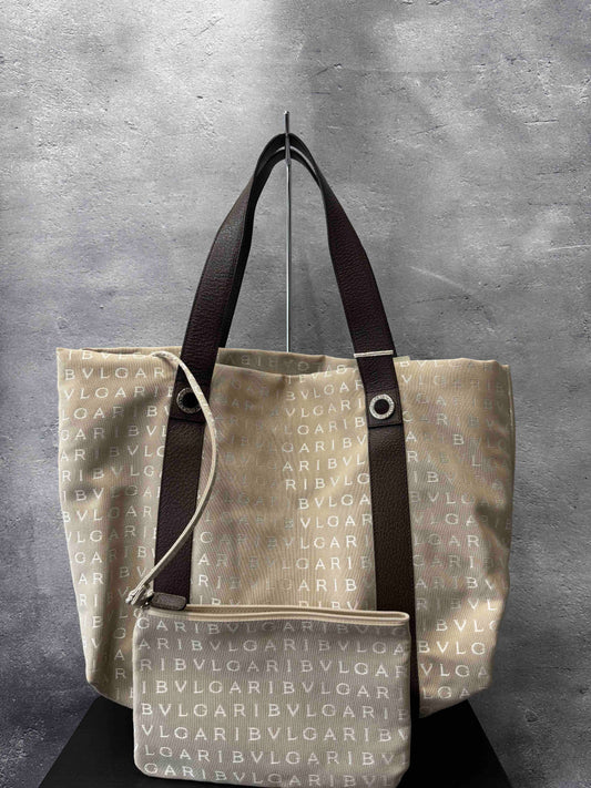 BVLGARI JZ37532300 Nylon Tote Bag in Beige
