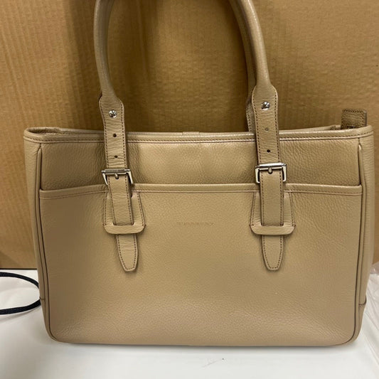 Preloved Burberry E8810 Tote Bag in Beige Leather