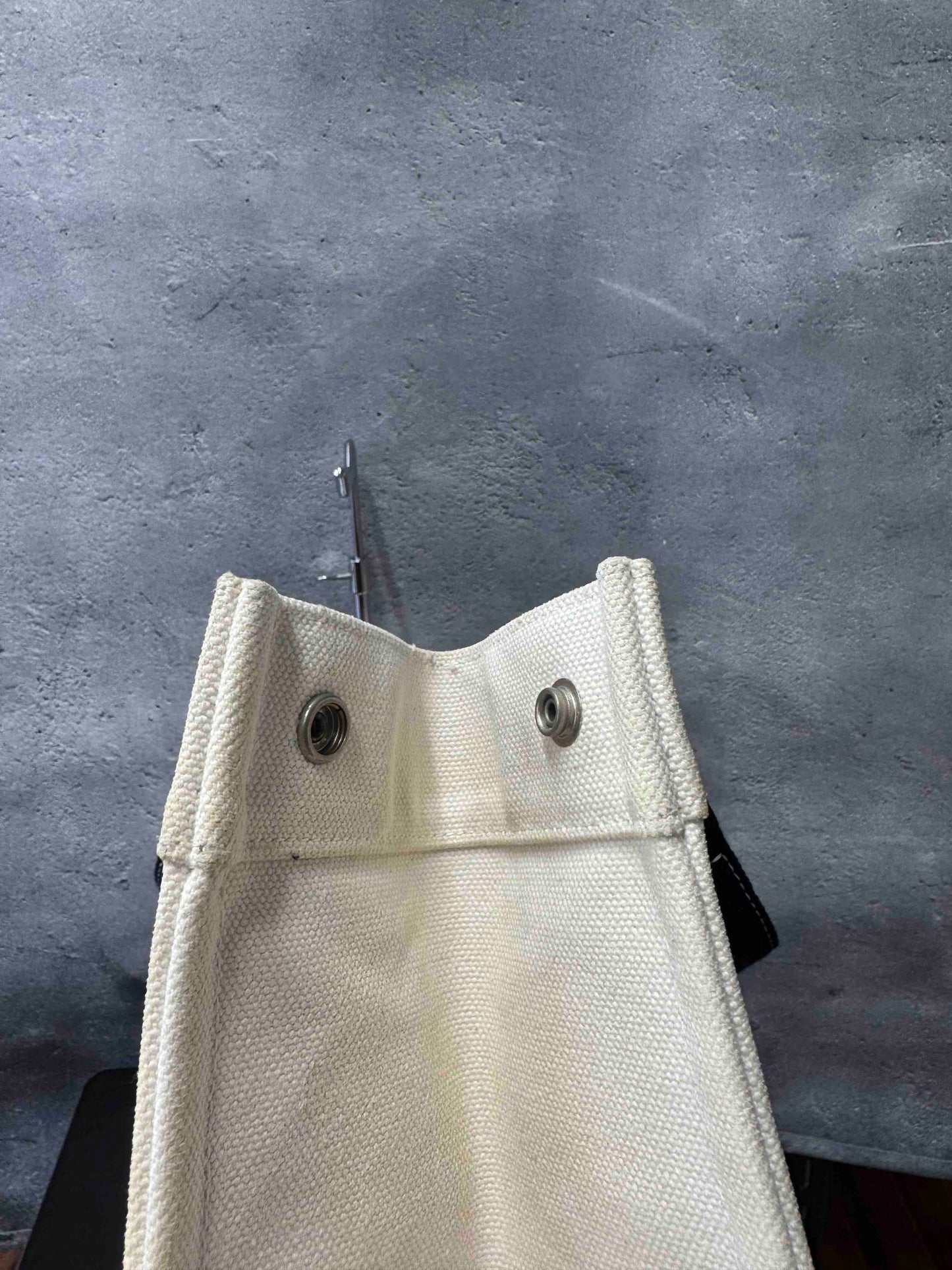 Hermes Canvas Tote JZ29423000 in White and Black Striped Design, Vintage Tote Bag