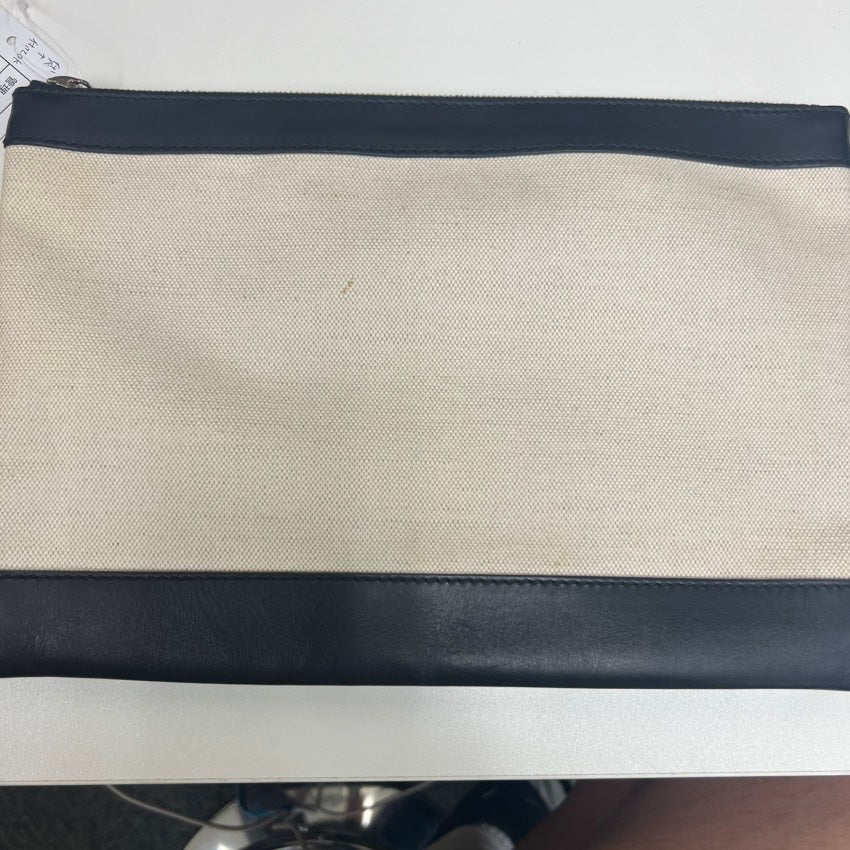 Balenciaga Preloved E9914 Black & White Canvas Clutch Bag