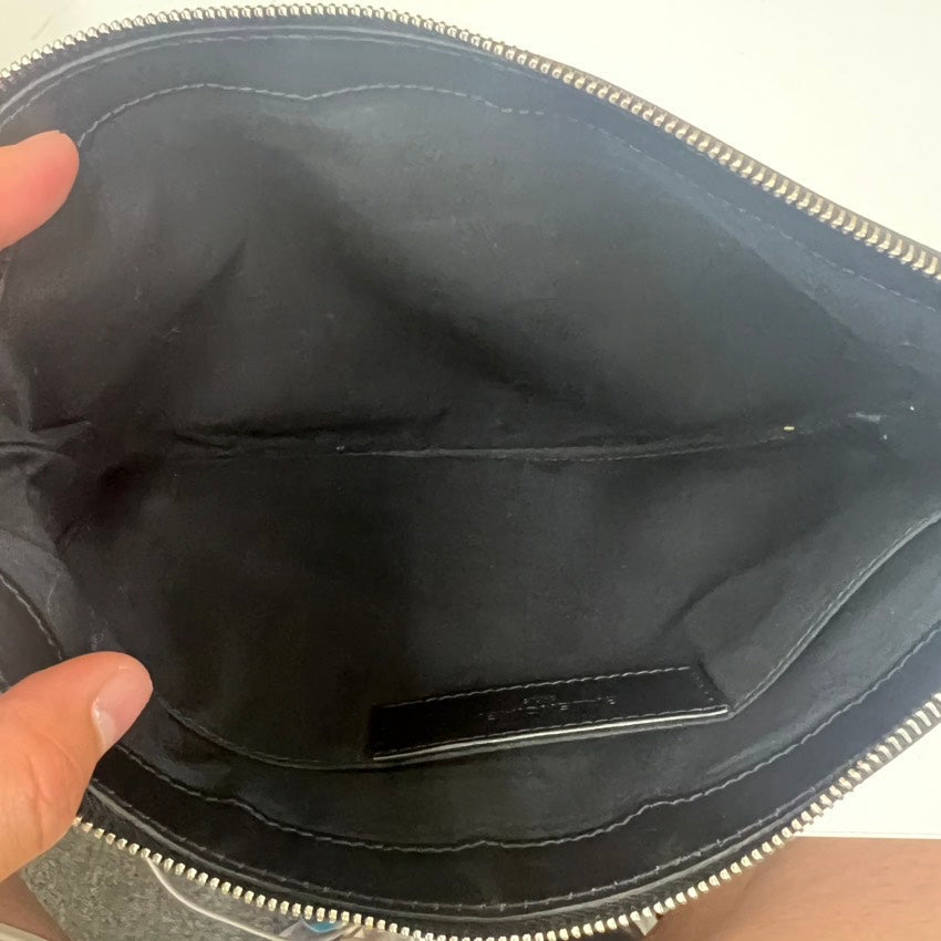Balenciaga Preloved E9914 Black & White Canvas Clutch Bag
