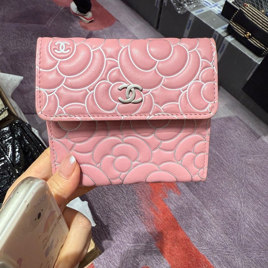 Chanel Camellia Pink Leather Wallet