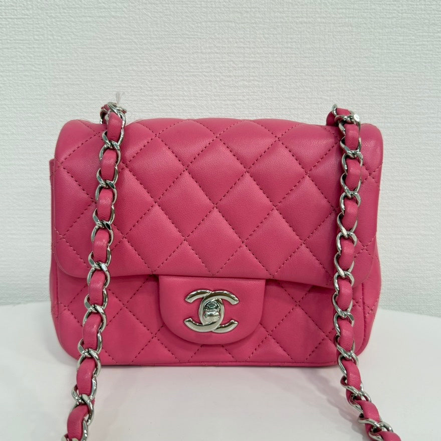Preloved Chanel Calfskin Mini Flap Bag Pink Series 27 FM0145 - Vintage Chanel Bags