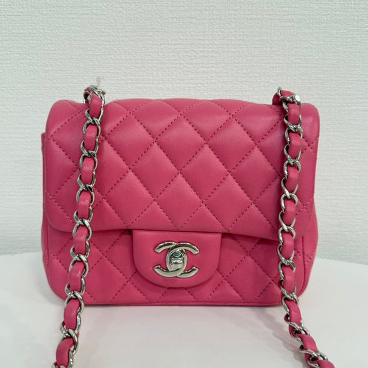Preloved Chanel Calfskin Mini Flap Bag Pink Series 27 FM0145 - Vintage Chanel Bags