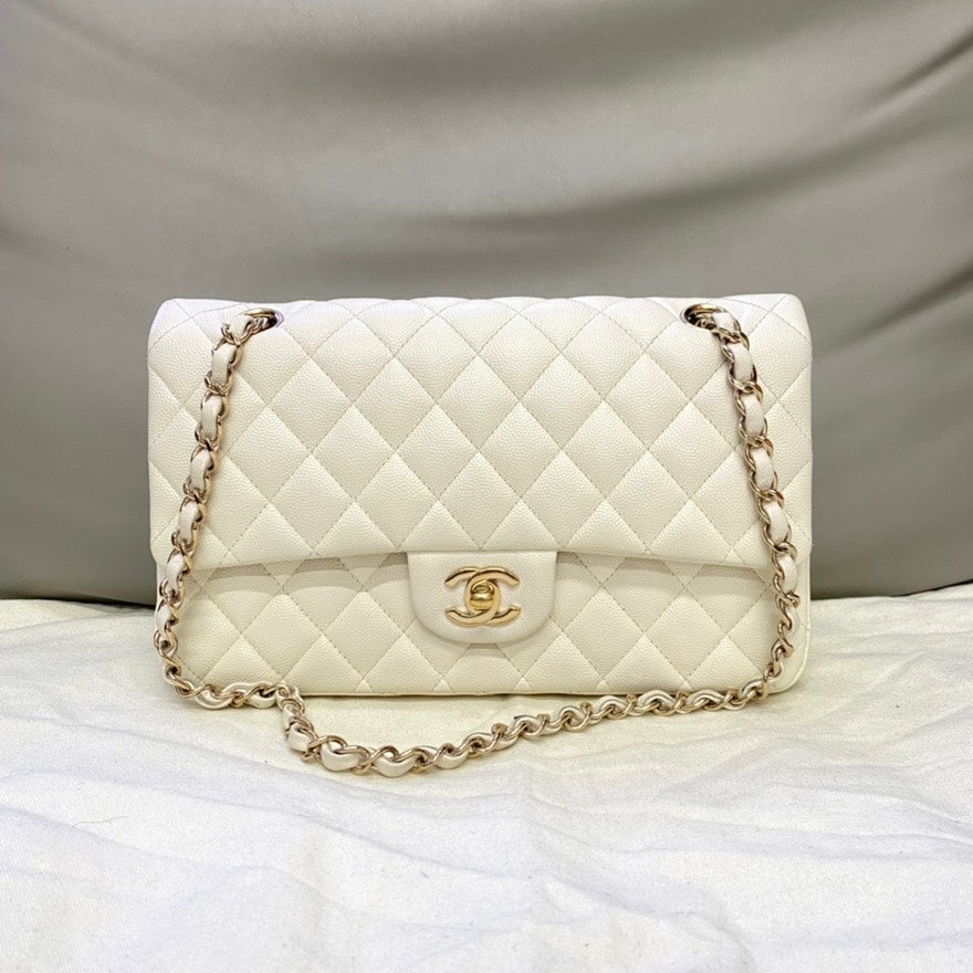 Chanel CF Bag Medium Caviar Leather Ivory Shoulder Bag