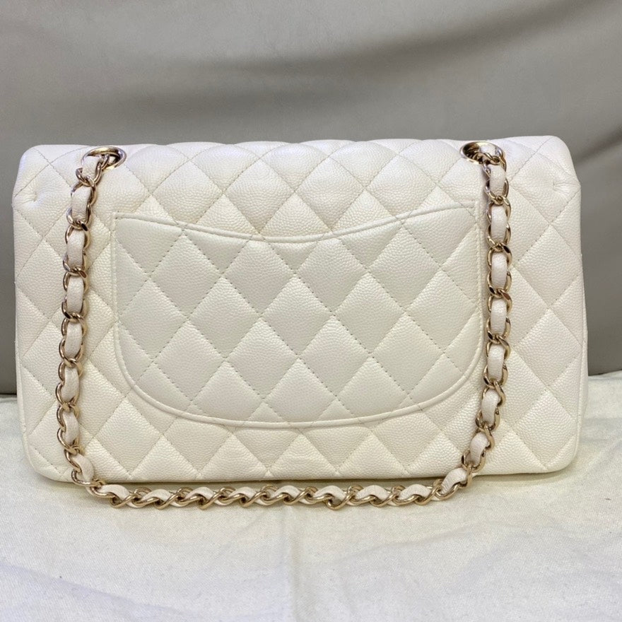 Chanel CF Bag Medium Caviar Leather Ivory Shoulder Bag