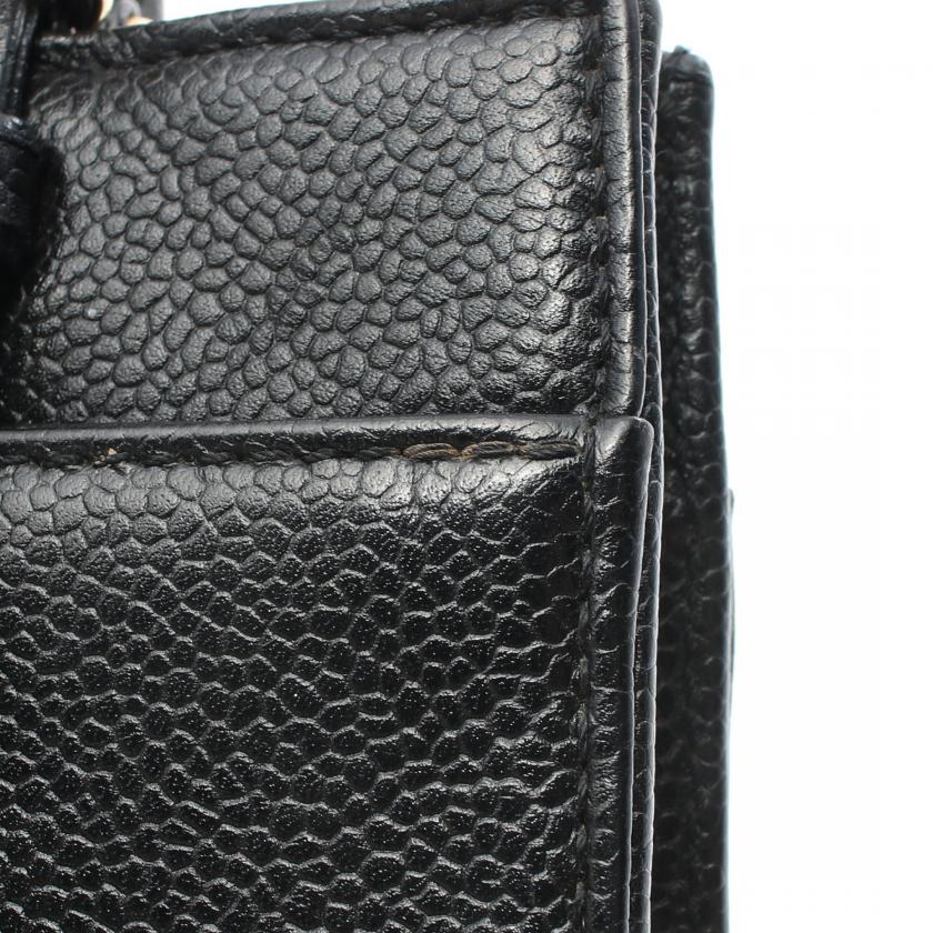 Pre-loved CHANEL Coco Mark Handbag Caviar Skin Black Gold Hardware