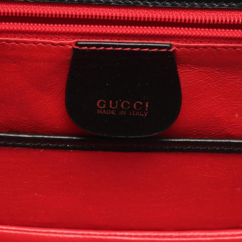 Pre-loved GUCCI Bamboo Handbag Leather Black 2WAY - Condition B