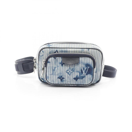 Pre-loved LOUIS VUITTON Outdoors Pochette Hickory Stripe Watercolor Summer Collection Body Bag - Light Blue Navy Canvas