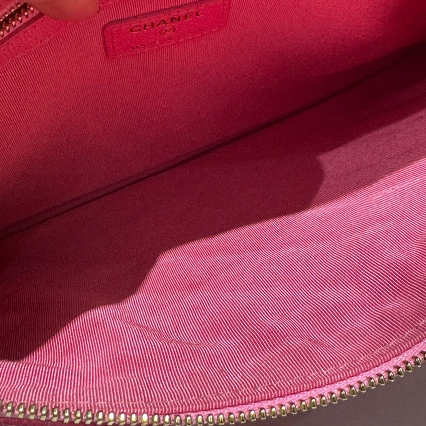 Chanel Caviar Clutch Pink Leather Preloved
