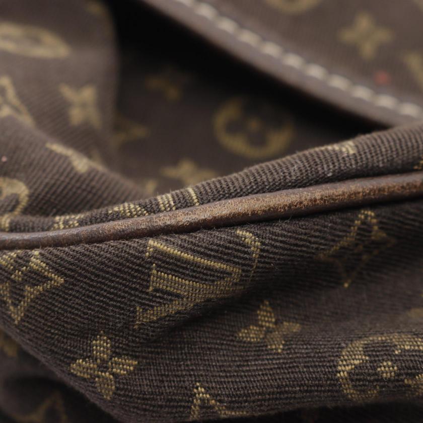 LOUIS VUITTON Saumur Monogram Mini Ebene Shoulder Bag Canvas Leather Dark Brown 951986