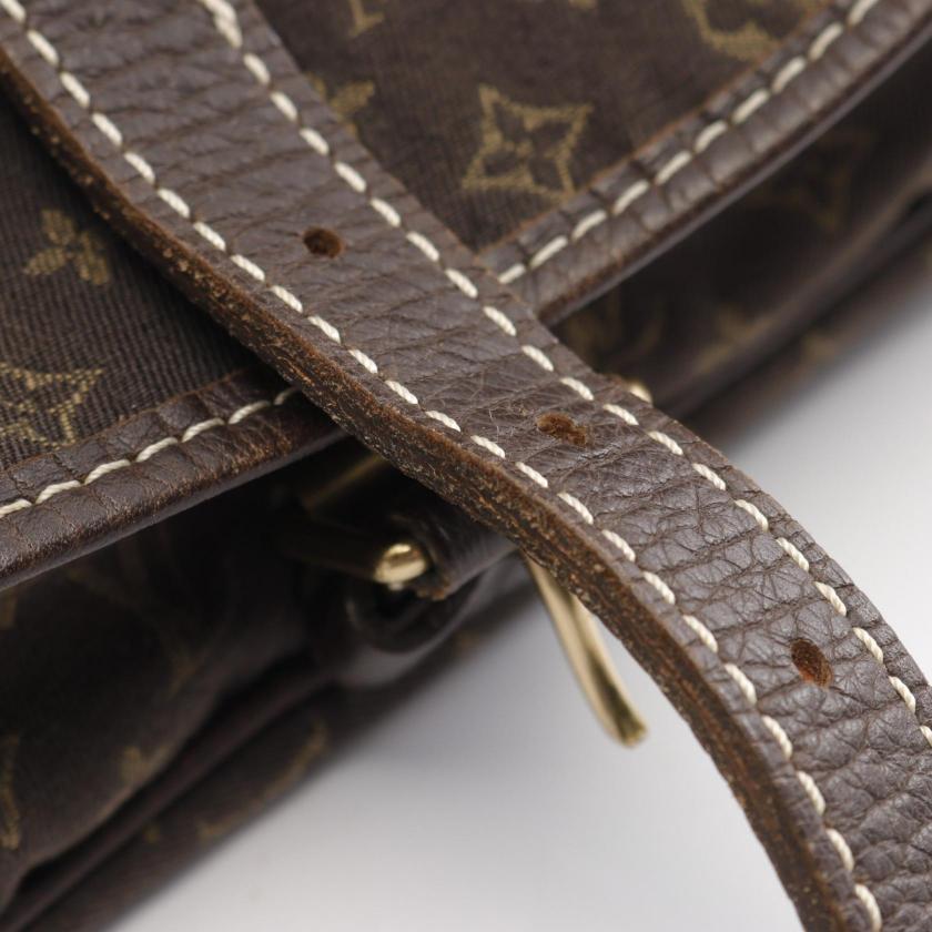 LOUIS VUITTON Saumur Monogram Mini Ebene Shoulder Bag Canvas Leather Dark Brown 951986