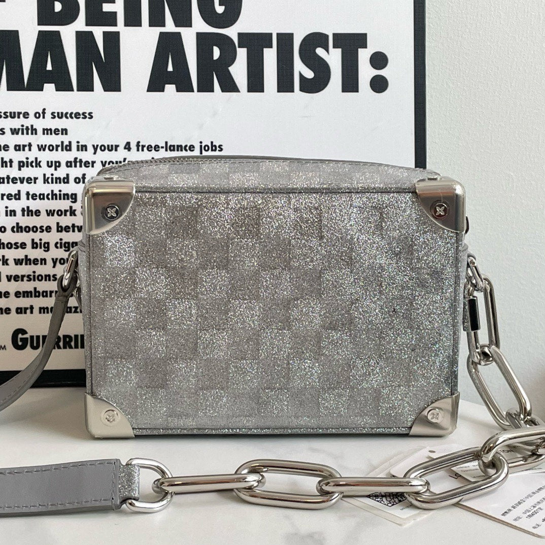 Louis Vuitton Soft Trunk Silver Glitter Damier Crossbody Bag (2022)