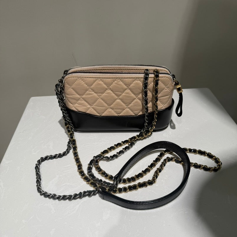 Chanel Gabrielle Mini Beige Leather Crossbody Bag