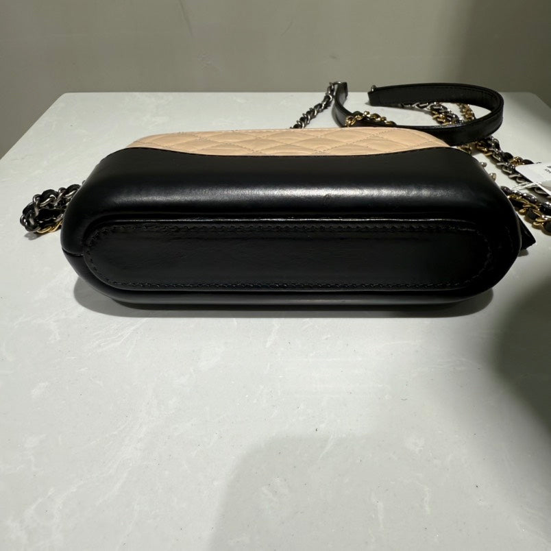 Chanel Gabrielle Mini Beige Leather Crossbody Bag