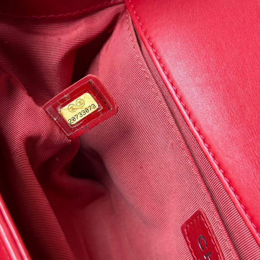 Chanel Boy Bag Red Lambskin Crossbody Bag
