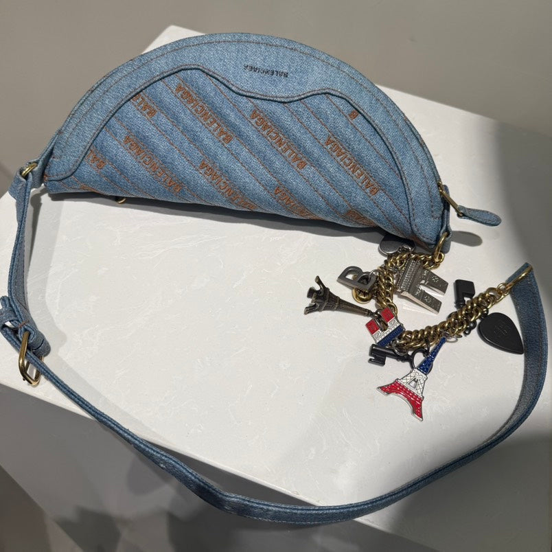 Balenciaga Denim Chest Bag in Blue - Waist Bag Style