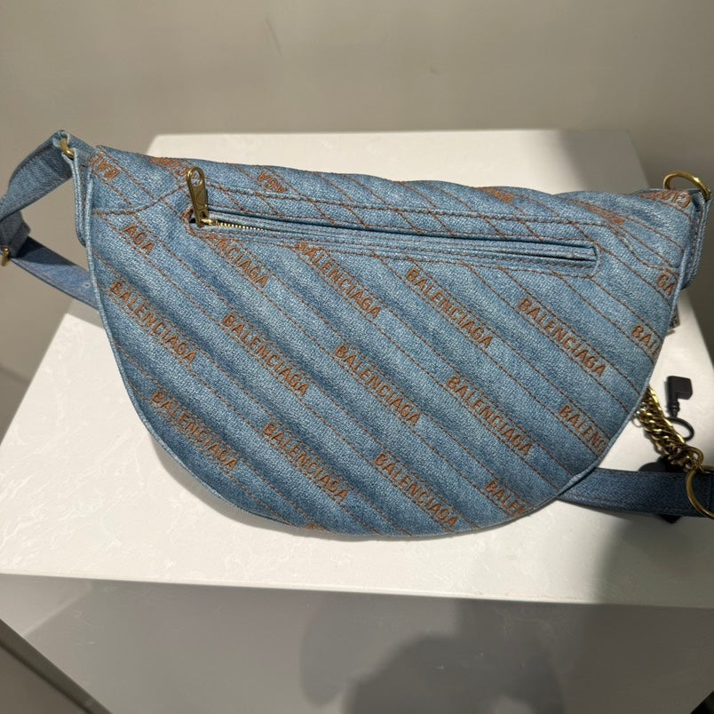 Balenciaga Denim Chest Bag in Blue - Waist Bag Style