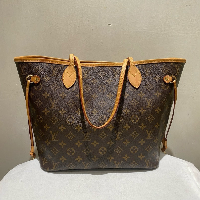 Louis Vuitton Neverfull MM Monogram Canvas Tote with Pouch - Brown
