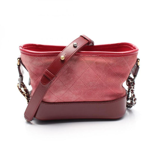 CHANEL Gabriel De Chanel Small Hobo Chain Shoulder Bag Pink Suede Leather