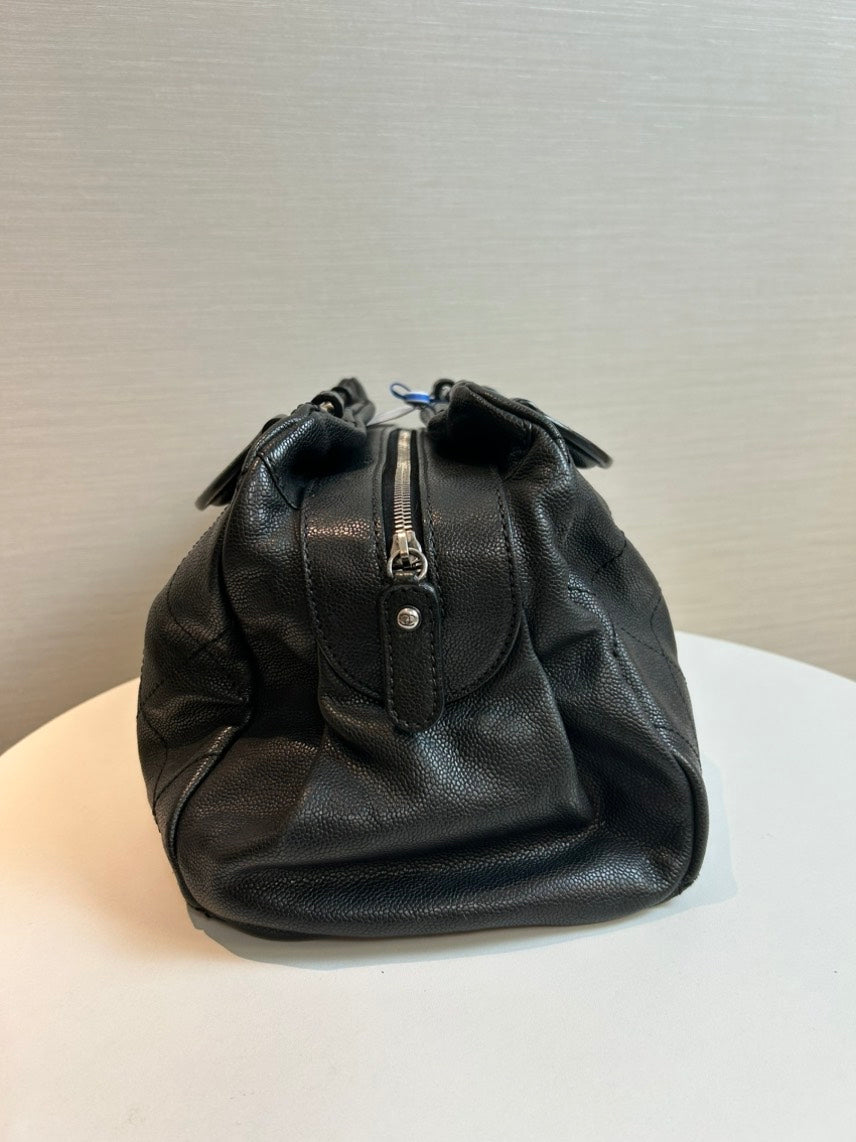 Chanel Quilted Black Leather Top Handle Bag