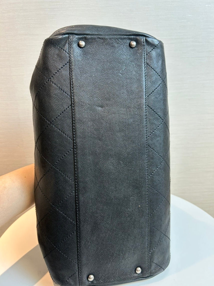 Chanel Quilted Black Leather Top Handle Bag