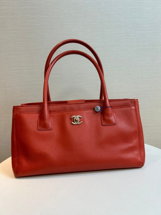 Chanel Timeless CC Logo Red Leather Satchel Bag
