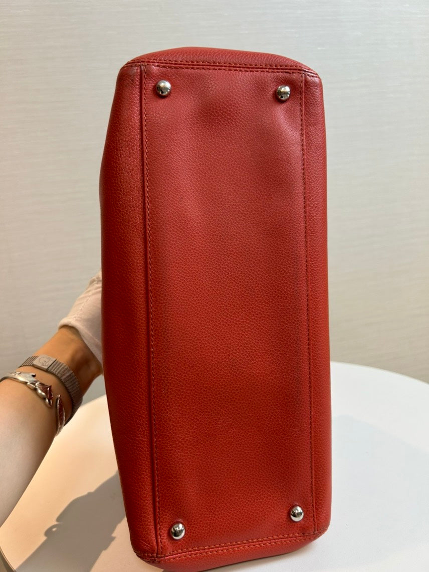 Chanel Timeless CC Logo Red Leather Satchel Bag