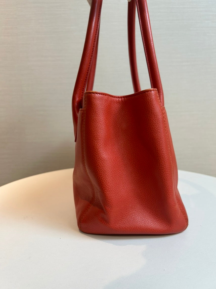 Chanel Timeless CC Logo Red Leather Satchel Bag
