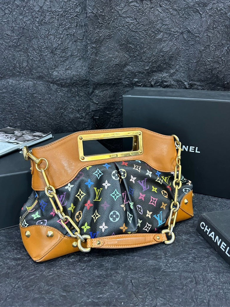 LOUIS VUITTON Black Multicolor Judy Shoulder Bag 38cm×24cm
