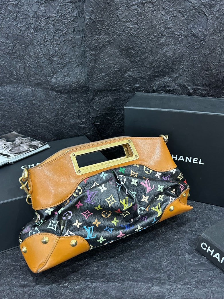 LOUIS VUITTON Black Multicolor Judy Shoulder Bag 38cm×24cm