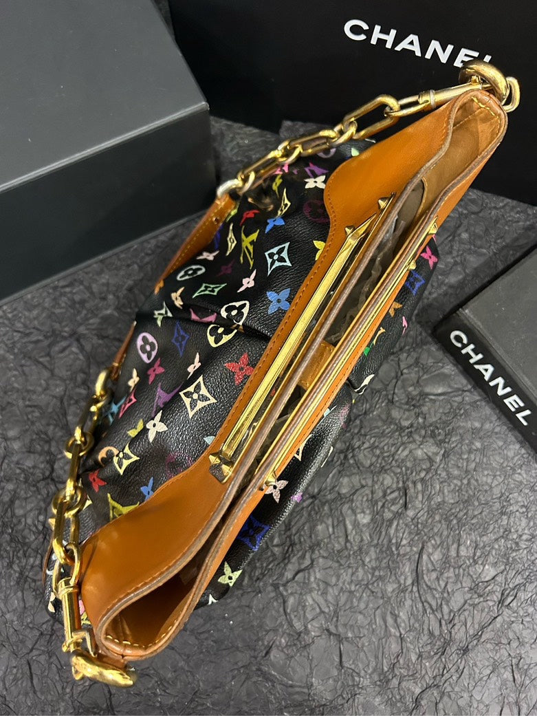 LOUIS VUITTON Black Multicolor Judy Shoulder Bag 38cm×24cm